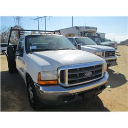 2001 FORD F350 XLT FLATBED DUMP, S/N 1FDWF36F81EB89437, 7.3L POWERSTROKE DIESEL ENG, A /T, 12' FLATB