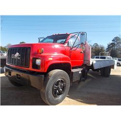 1995 GMC S/A FLATBED TRUCK, S/N 1GDM7H1J7SJ512866, 3116 CAT DSL ENG, A/T, 24' FALTBED SECK, FLIP UP 