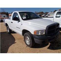 2005 DODGE RAM 1500 4X4 PICKUP, S/N 1D7HU16N65J630841, V8 GAS, A/T, ODOMETER READING 165,863 MILES