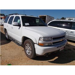 2005 CHEVROLET TAHOE Z71, S/N 1GNEC13T05R248882, V8 GAS, A/T, ODOMETER READING 234,441 MILES