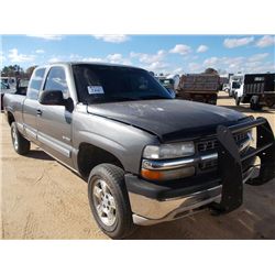 2001 CHEVROLET 1500 SILVERADO Z71 EXTENDED CAB PICKUP, S/N 1GCEK19T91Z103093, V8 GAS, A/T, ODOMETER 