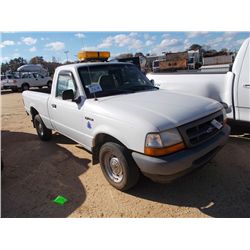 1999 FORD RANGER PICKUP, S/N 1FTYR10V0XPA02567, V6 GAS, A/T, ODOMETER READING 130,437 MILES (COUNTY 