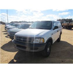 1997 FORD F150 4X4 PICKUP, S/N 1FTDF18W8VND13242, V8 GAS ENG, A/T, CAMPER SHELL, ODOMETER READING 13