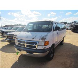 2001 DODGE RAM 3500 VAN, S/N 2B5WB35ZX1K503203, V8 GAS, A/T, 15 PASSENGER, ODOMETER READING 125,238 