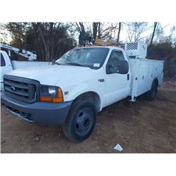 1999 FORD F550 SERVICE TRUCK, S/N AFDAF56F2XEB96236, POWERSTROKE DIESEL ENG, 5 SPD TRANS, IMT DOM-1-