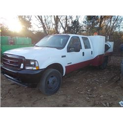 2003 FORD F450 FUEL & LUBE TRUCK, S/N 1FDXW46P03EC30598, FORD DIESEL ENG, A/T, CREW CAB, TOOL BOX, A