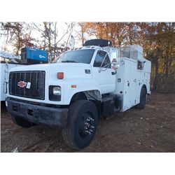 2000 CHEVROLET C7500 SERVICE TRUCK, S/N 1GBM7H1C0YJ521220, 3126 CAT DSL ENG, 9 SPD TRANS, TOOL BODY,