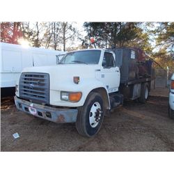 1997 FORD F SERIES S/A FLATBED FUEL & LUBE TRUCK, S/N 1FDXF80C4VVA04919, GAS ENG, A/T, FUEL, LUBE, O