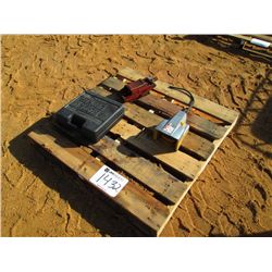 1 LOT MISC SCISSOR JACK, FOOT SWITCH, DRILL
