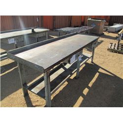 8' METAL/WOOD WORK TABLE