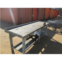 8' METAL/WOOD WORK TABLE