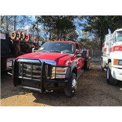 2008 FORD F550 4X4 FLATBED, S/N 1FDAW57R18EC58543, POWERSTROKE DIESEL ENG, A/T, CREW CAB, 11' FLATBE