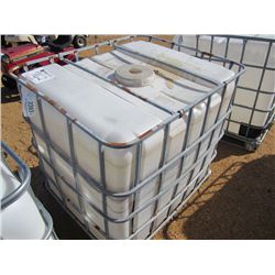 300 GAL PLASTIC STORAGE CONTAINER W/ METAL CAGE & PALLET
