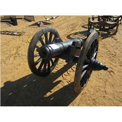 4' WOODEN CANNON MTD ON S/A WOODEN CART