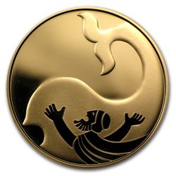 2010 Israel Jonah in the Whale 1/2 oz Proof Gold Coin w