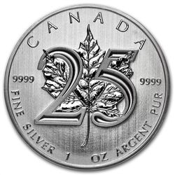 2013 1 oz Silver Canadian Maple Leaf - 25th Anniversary