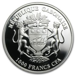 Gabon 2013 Silver Proof Prehistoric Wildlife - Moorei E