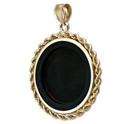 14K Gold Onyx Rope Polished Coin Bezel - 18 mm