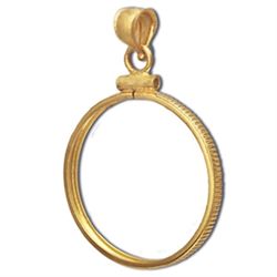 14K Gold Screw-Top Plain-Front Coin Bezel - 22 mm