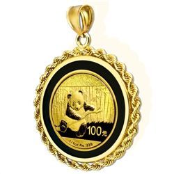 2014 1/4 oz Gold Panda Pendant (Onyx Rope Bezel)