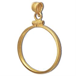 14K Gold Screw-Top Plain-Front Coin Bezel - 32 mm