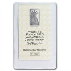 1 Gram Credit Suisse Platinum Bar (In Assay) .999+ Fine