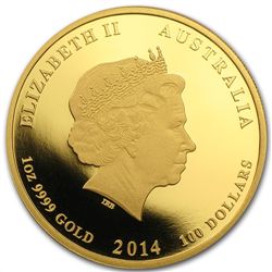 2014 1oz Proof Gold Lunar Year of the Horse w/box and C