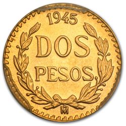 Mexico 1945 2 Pesos Gold Coin MS-68 PCGS