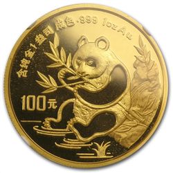 1991 1 oz Gold Chinese Panda MS-69 NGC - Small Date