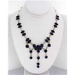 Gorgeous 398.00ctw Tanzanite Cabochons 0.925 Necklace