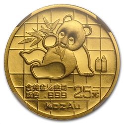 1989 (1/4 oz) Gold Chinese Pandas Small Date - MS-69 NG