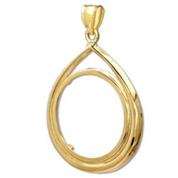 14K Gold Prong Tear Drop Coin Bezel - 16.5 mm