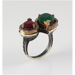 Natural Stone Statement Victorian Design Ring