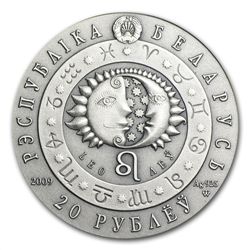 Belarus 2009 Oxidized Silver 20 Rubles Zodiac Signs - L