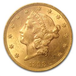 1898 $20 Gold Liberty Double Eagle - MS-62 NGC CAC