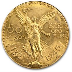 Mexico 1945 50 Pesos Gold Coin (AU/BU)