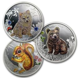 2013 1/2 oz Proof Silver Forest Babies - 3 coin set