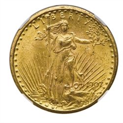 1907 $20 St. Gaudens Gold Double Eagle - MS-64 NGC
