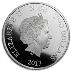 2013 1 oz Silver Niue $2 Doctor Who 50th Anniversary Co