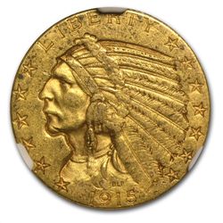 1915-S $5 Indian Gold Half Eagle - AU-55 NGC