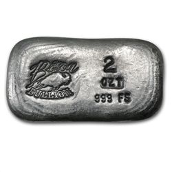 2 oz Bison Bullion Silver Bar .999 Fine