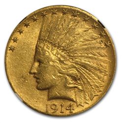 1914-S $10 Indian Gold Eagle - AU-55 NGC