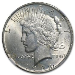 1922 Peace Dollar MS-63 NGC Cracked Planchet Mint Error