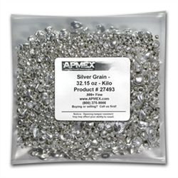 1 kilo (32.15 oz) Bag of Silver Grain/Silver Shot .999+