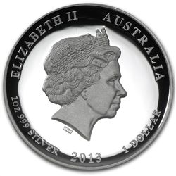 2013 1 oz Silver Year of the Snake High Relief Proof Co