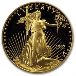 1992-P 1/2 oz Proof Gold American Eagle (w/Box &amp; Co