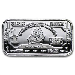 1 gram Ship Silver Bar .999 Fine