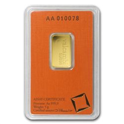 5 gram Valcambi Gold Bar (In Assay) .9999 Fine