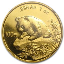 1999 1 oz Gold Chinese Panda MS-67 NGC - Small Date