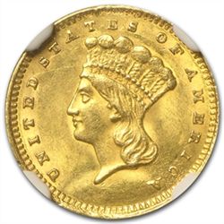 1861 $1 Indian Head Gold - MS-62 NGC